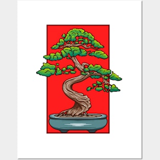 Vintage doodle illustration of Bonsai Tree Posters and Art